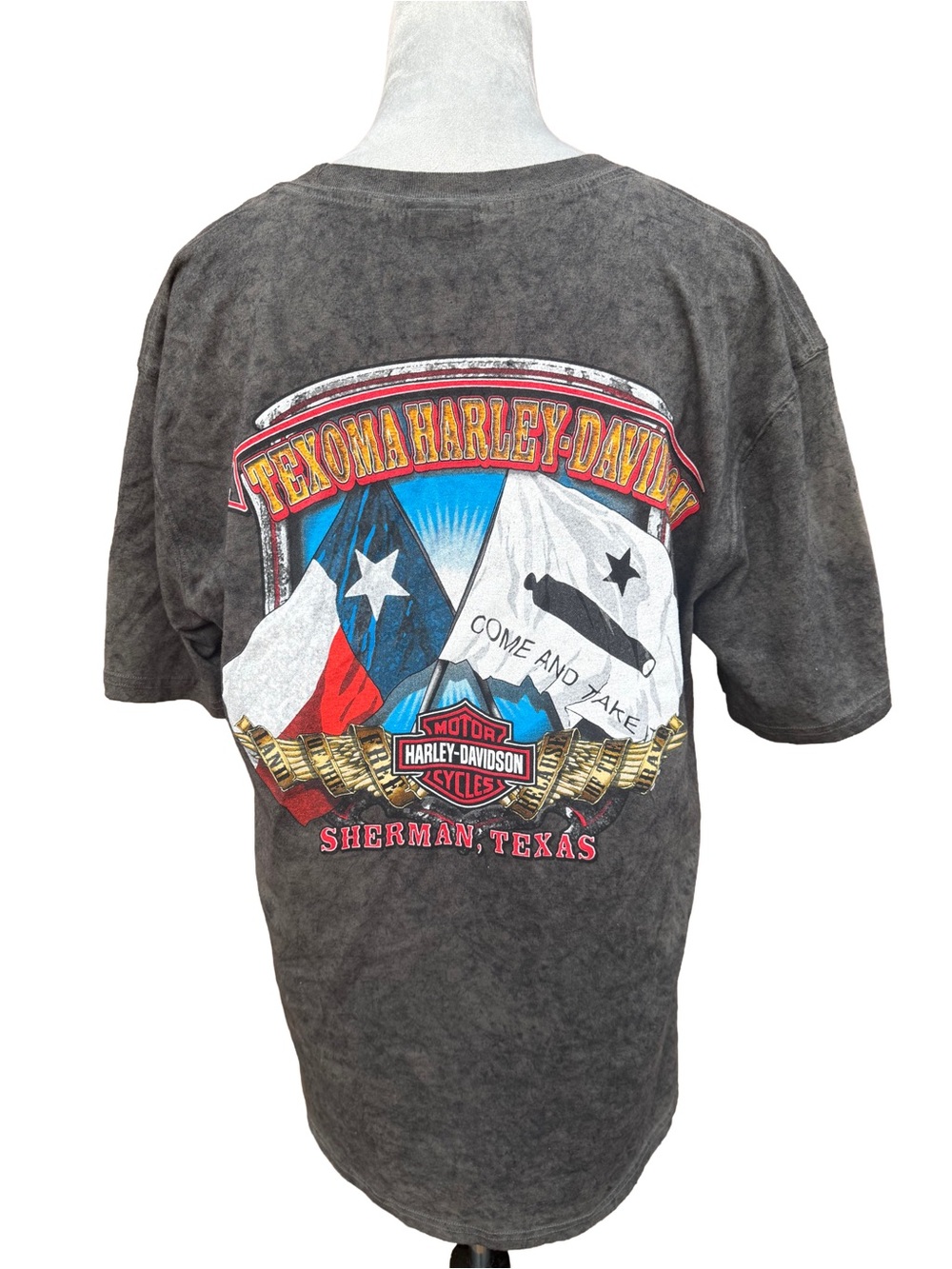 Texoma Harley Davidson Shirt Large L Mineral Wash Texas Come And Take It Graphic